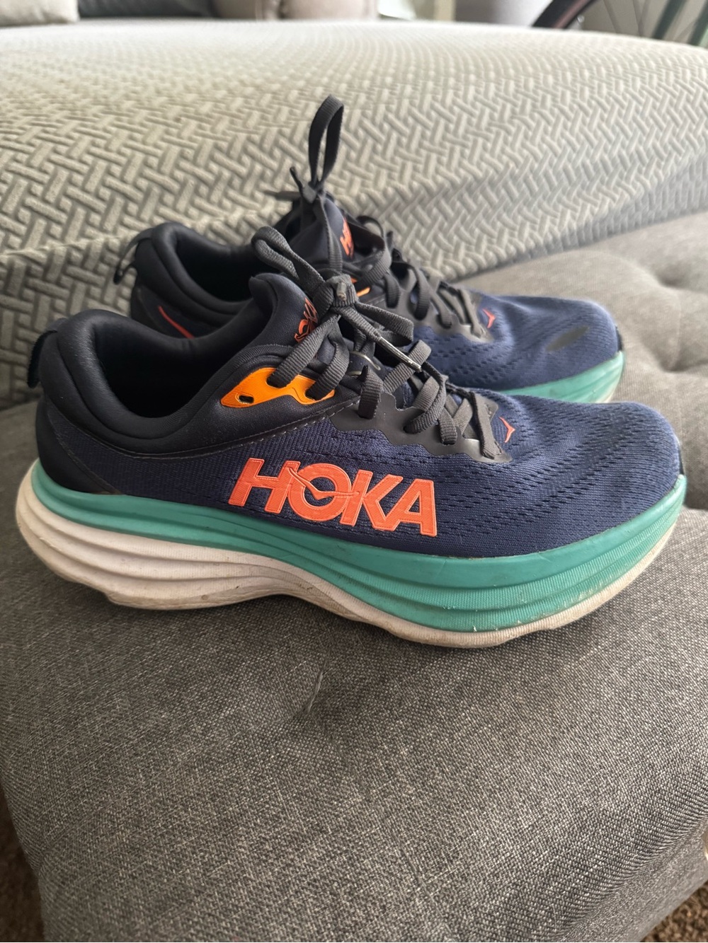 Hoka Navy Orank Teal Running Shoes